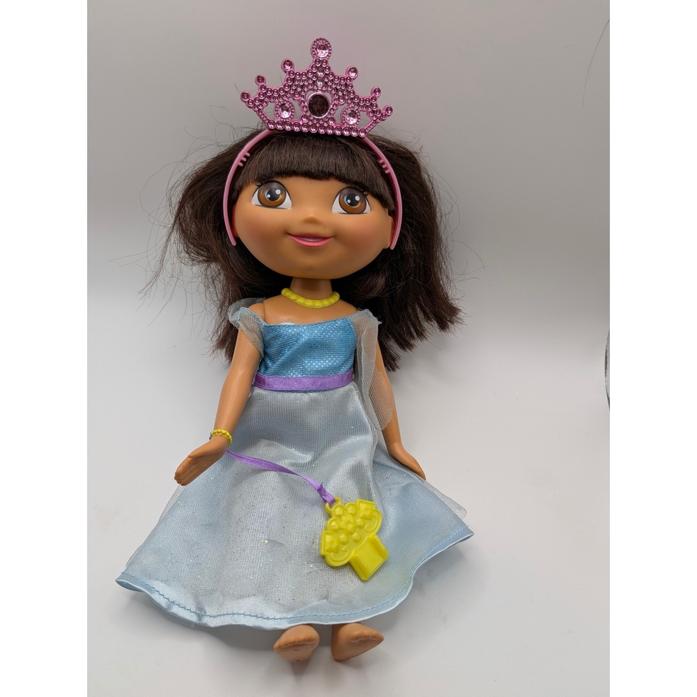 Y2K Dora Prance And Fly Doll Figure Plush Blue Dress Key Pink Crown Vtg 2008